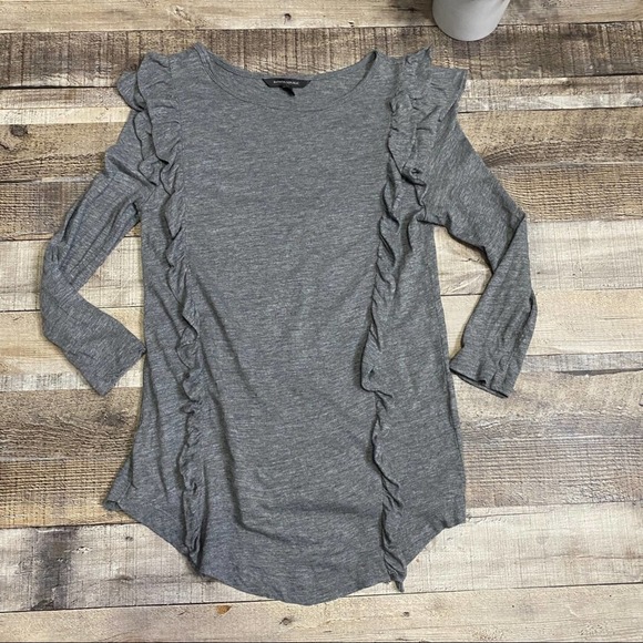Banana Republic Size XS Gray Ruffle Shirt - Picture 4 of 7